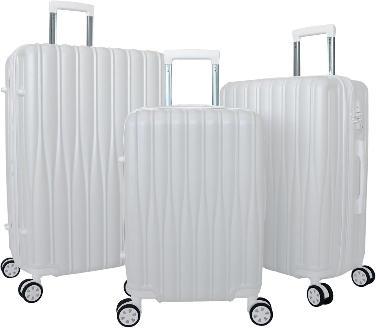 World Traveler Horizons 3-Piece Expandable Spinner Luggage Set, Cream White, Cream White, One_Size, Horizons 3-Piece Expandable Spinner Luggage Set image number 1