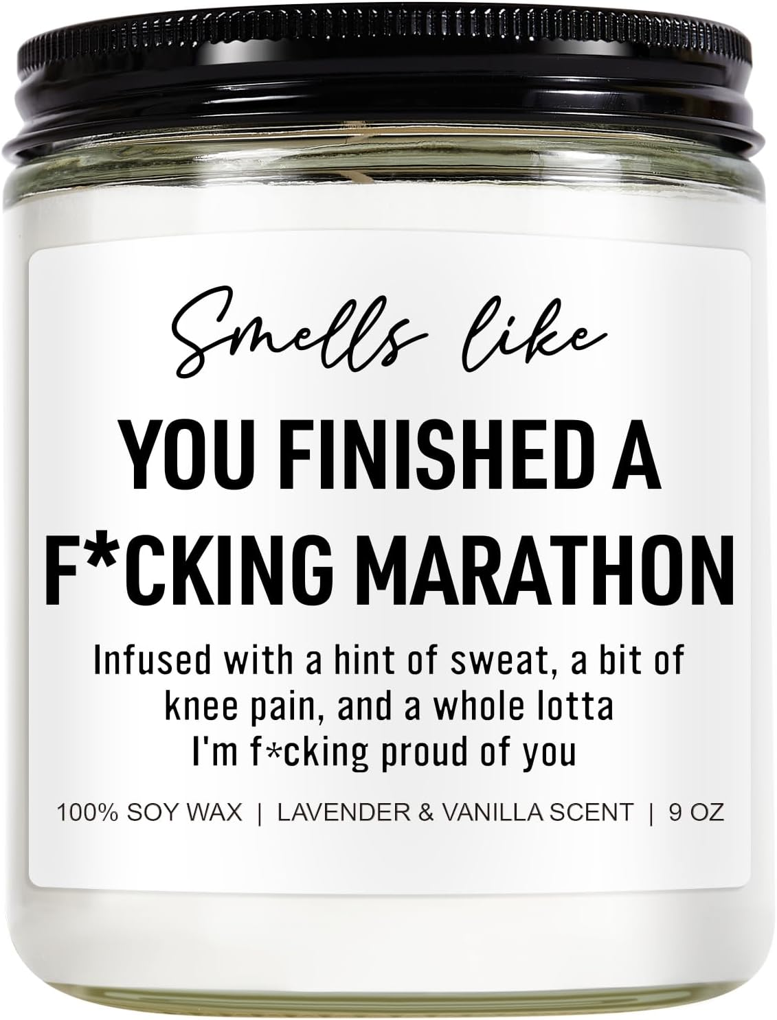 Funny Scented Candle, Gifts for Runners Female, Male, Half Marathon Essentials - Christmas, Marathon Runner Gifts for Women, Men - Running Presents - 9 Oz