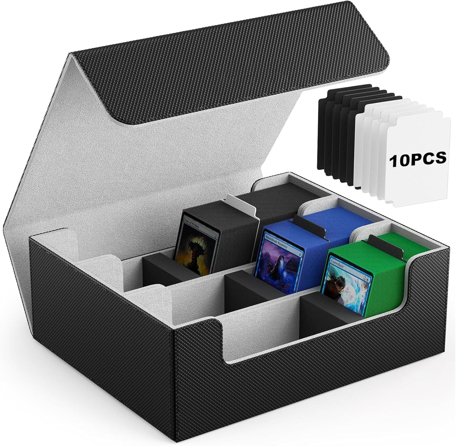 Card Deck Case for Trading Cards 1800+, Leather Magnetic Closure Trading Storage Box Protectors for Yugioh, MTG, TCG, Sport Card, Magic Game Cards, 29 * 25 * 11Cm