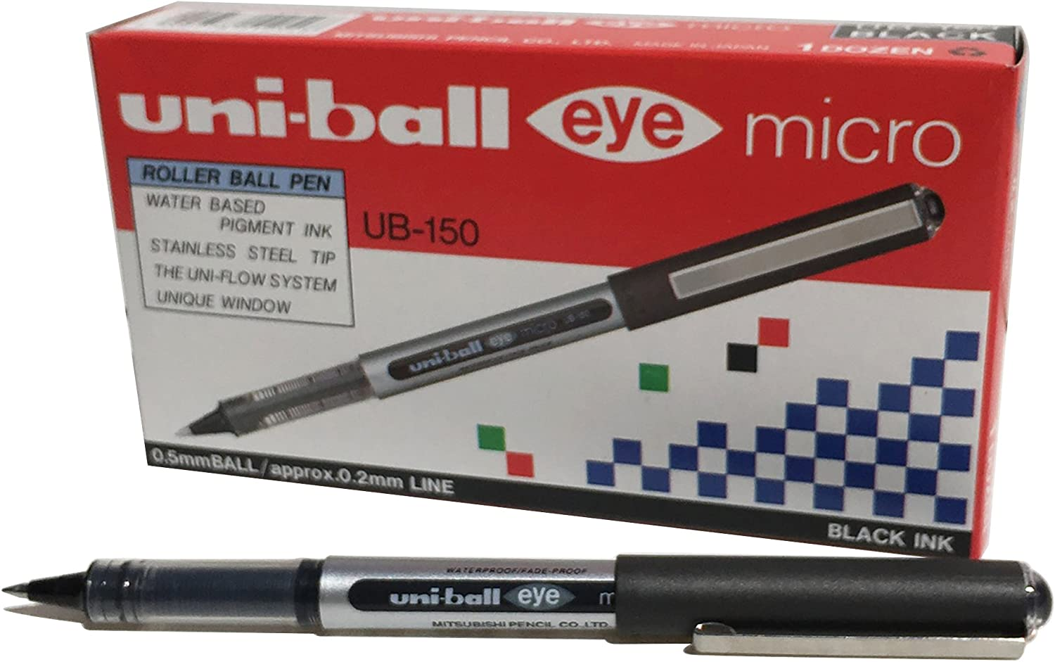 Uniball Eye 0.38 Mm Ultra Micro Rollerball Fine Nib Pen Pack of 12, Black image number 5