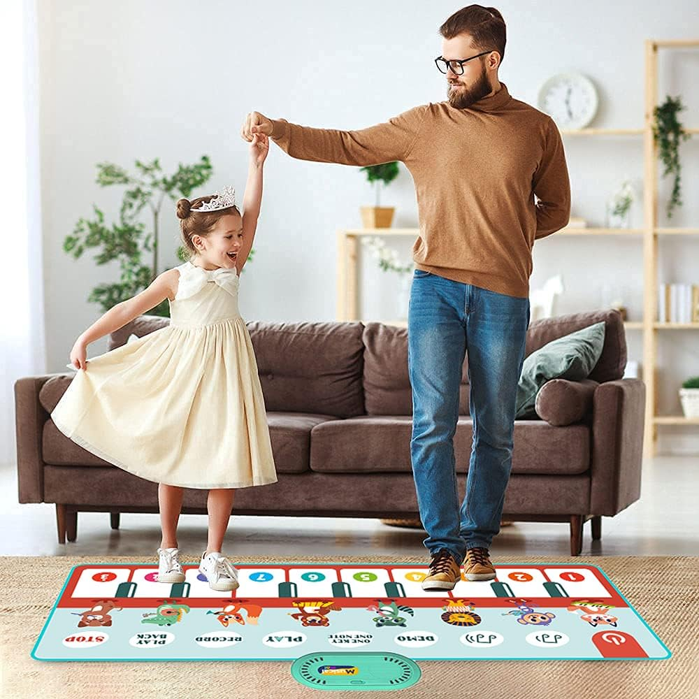 Kids Musical Piano Mats, Musical Toys Baby Floor Piano Keyboard Big Mat Carpet Blanket Touch Playmat Early Education Toys for 1 2 3 4 5 6+ Year Girls Boys Toddlers (110 X 38Cm)