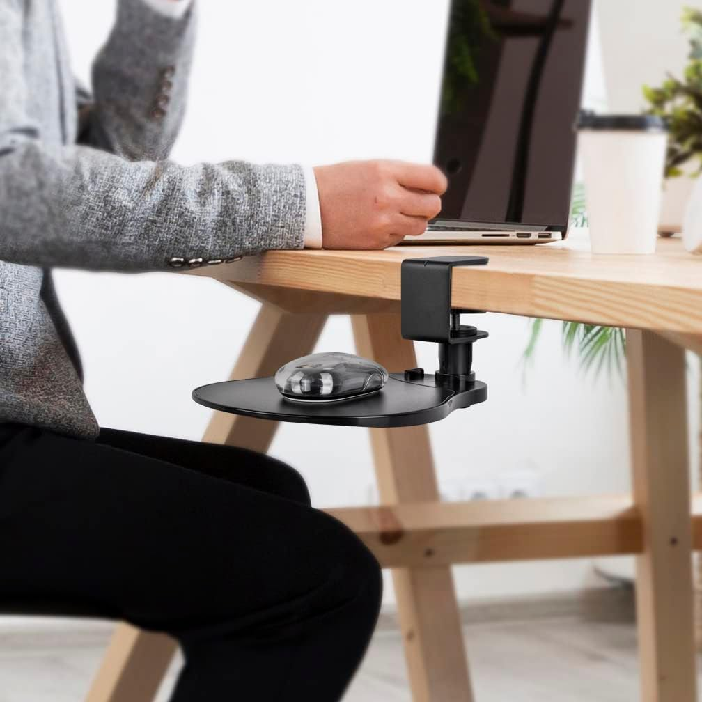 EHO Under-Desk Mouse Platform/Clip on Mouse Pad Rotating 360 Degree, Ergonomic Mouse Tray Attachment, Office Mouse Pad, Slide Out Mouse Tray Black image number 5