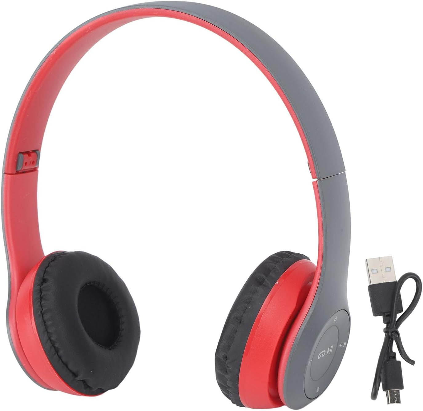 Tbest P47 BT Bluetooth Headphones, Wireless Bluetooth Headphones, Noise Cancelling, Foldable Wireless Headset for Sports Music Lovers, for Men and Women (Red) image number 2