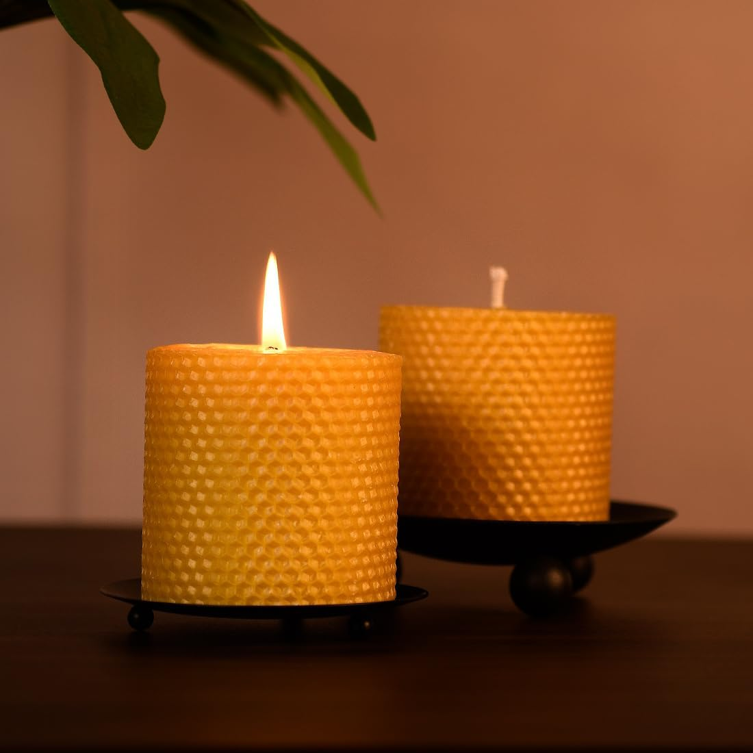 3&times;3 in Beeswax Pillar Candle - Handmade Pure Beeswax Rolled Candle for Gift & Home Decor image number 3