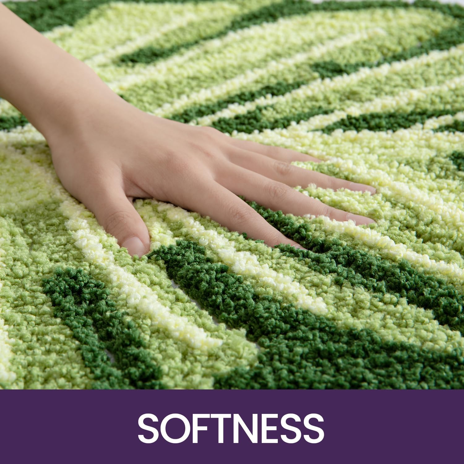 DEXI Bathroom Rugs Bath Mat Shower Floor Bathmat Non Slip Absorbent Washable Carpet Monstera Deliciosa Embossed Leaf Shaped 23.5"X31.5" image number 2