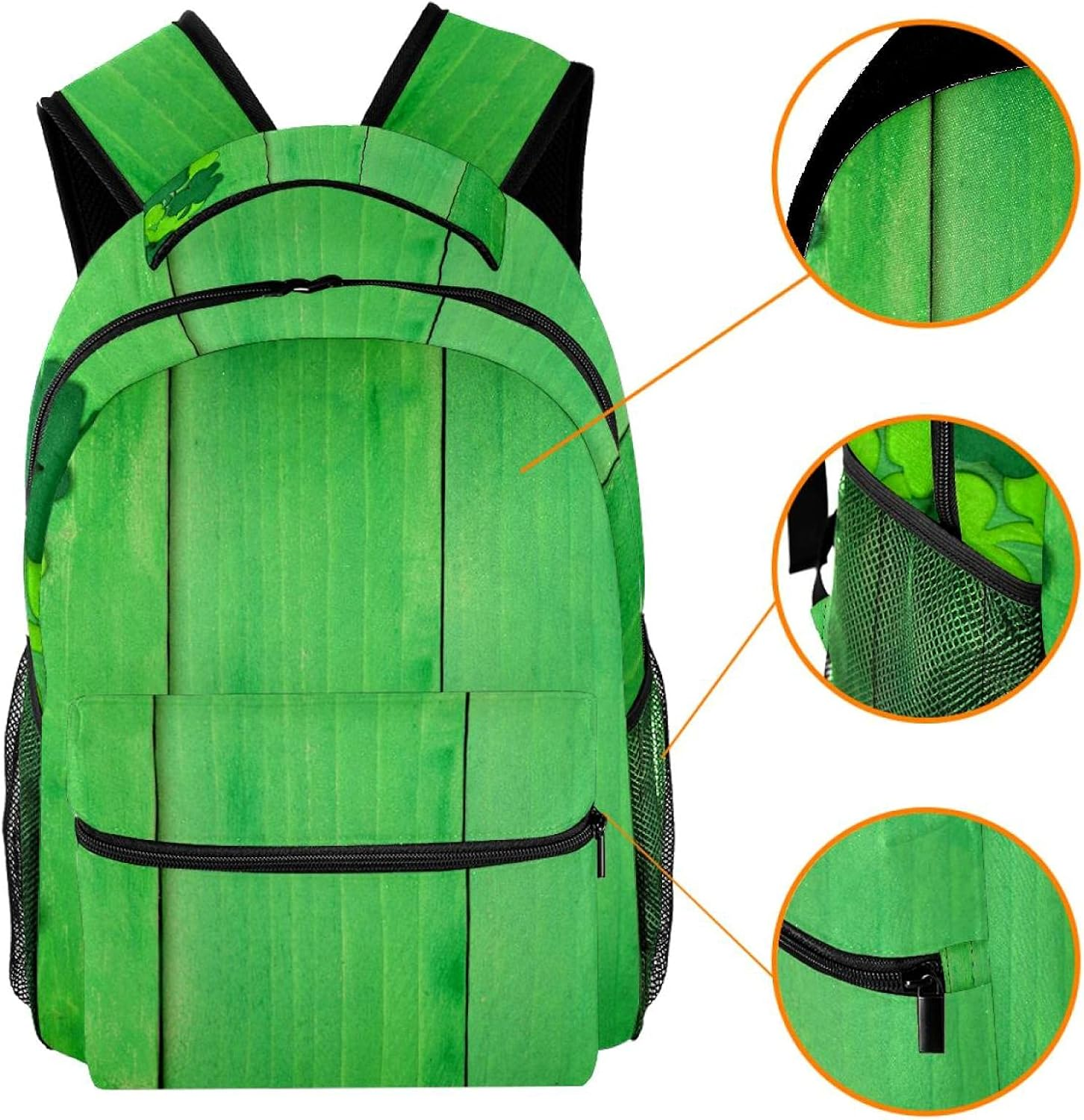St Patricks Green Wood Background Backpack Students Shoulder Bags Travel Bag College School Tote Backpacks image number 4