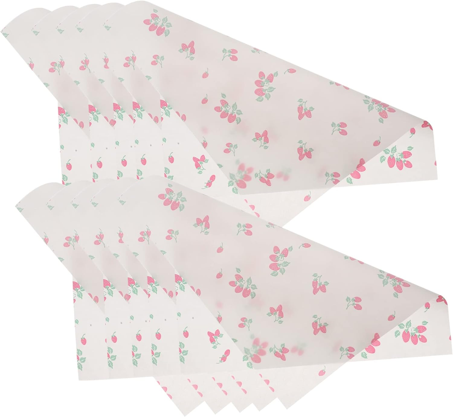 Grease-Proof Food Wraps Baking Paper Pad 50 Sheets Strawberry Pattern Anti-Oil Food Packing Paper Household Cake Parchment for Sandwiches Burgers Wrapping