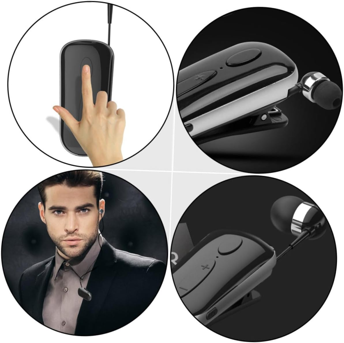 Jojofuny Wireless Headset Earbud for Sports Professional Clip Earbud Wireless Headphone Stretchable Cord for Exercise image number 1