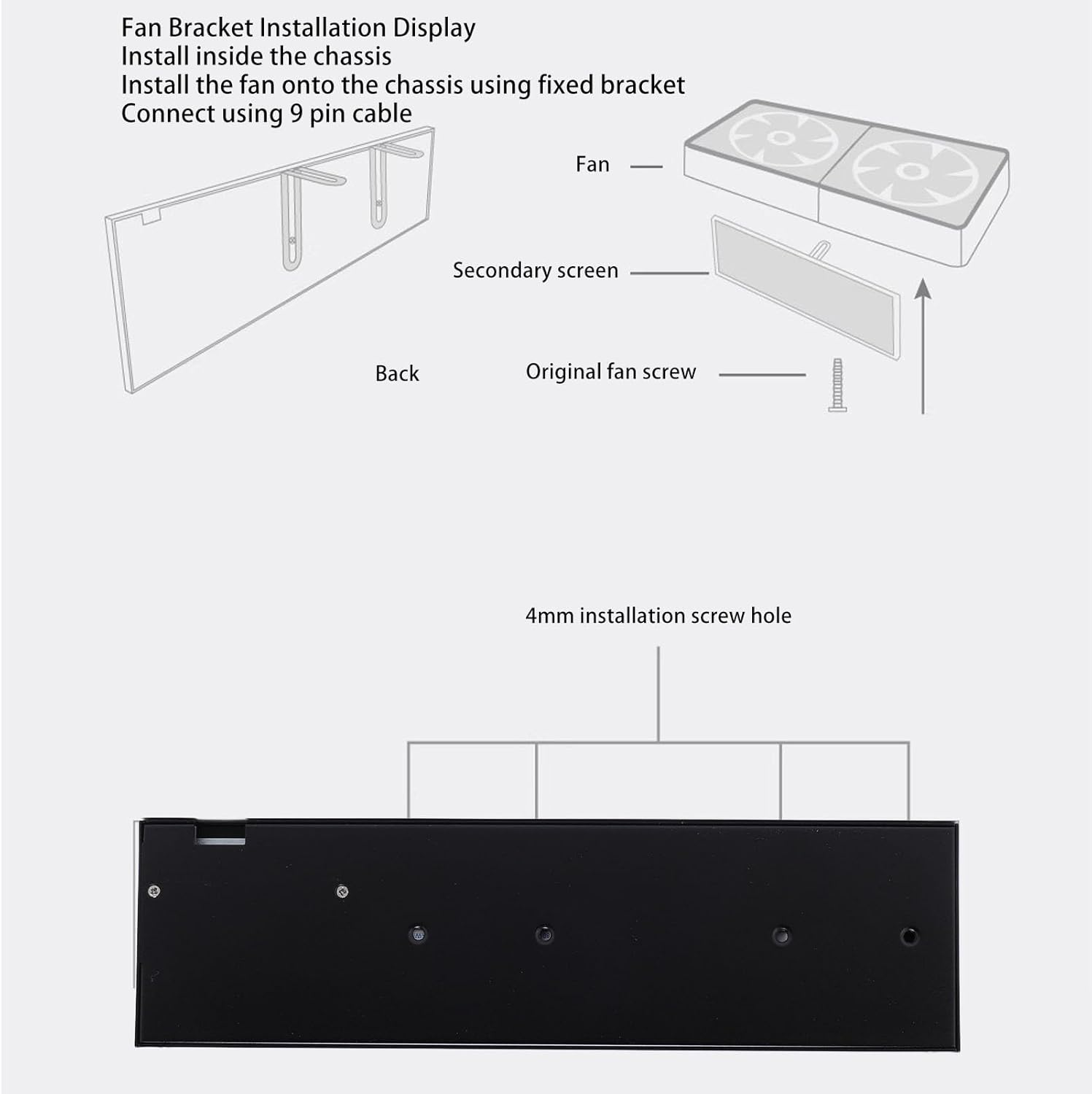 8.8 Inch IPS PC Case Screen - Internal Rotatable Secondary Display W/Standalone SD Playback, Plug and Play Aluminum Frame Monitor, Zero Performance Drain (1920X480) image number 1