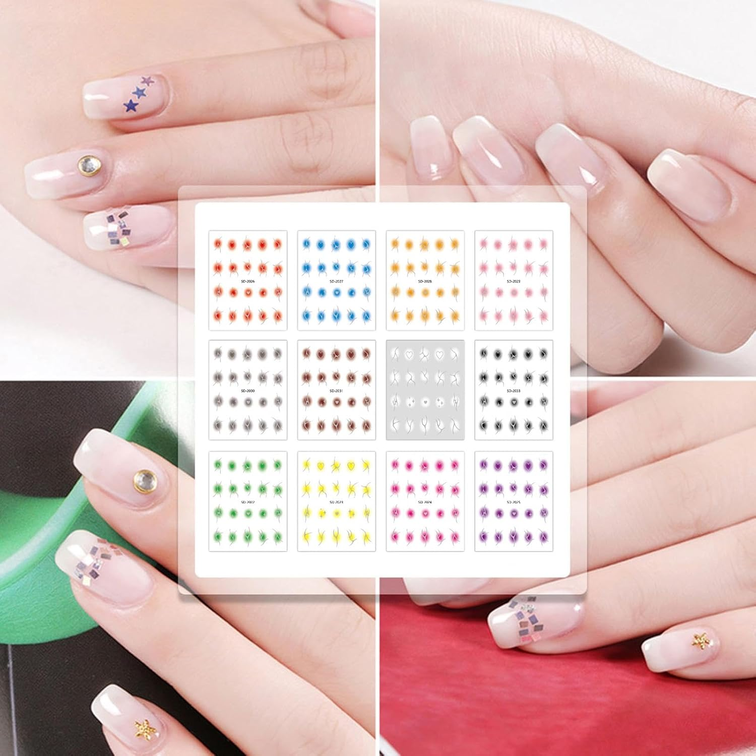 Nail Wraps - 12 Sheet Blush Gradient Nail Decals,Embossed Nail Stickers Adhesive Nail Decals Wearable Nail Stickers Cool Nail Supplies for Women Girls Kids image number 6