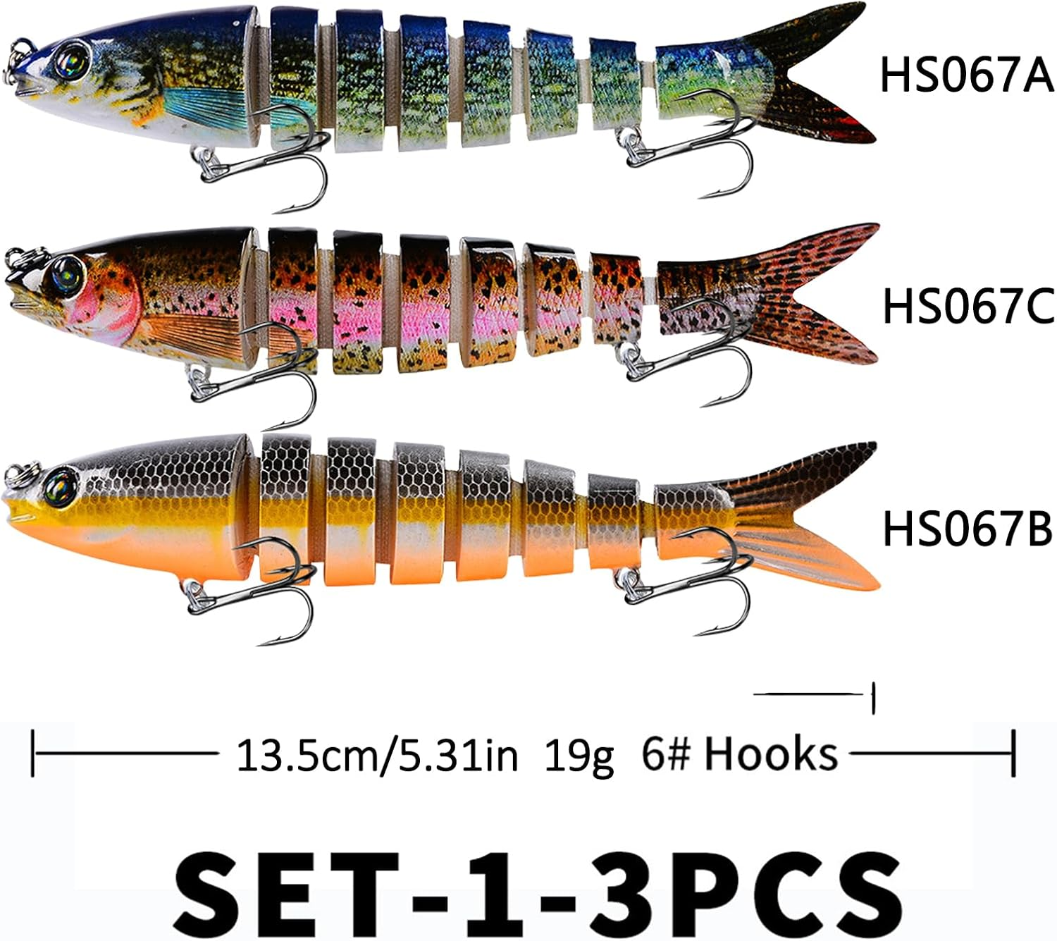 Roseflower 8 Segments Multi Jointed Swimbaits, Slow Sinking Fishing Lures for Freshwater & Saltwater, Ideal Accessories for Fly, Sea Fishing image number 1