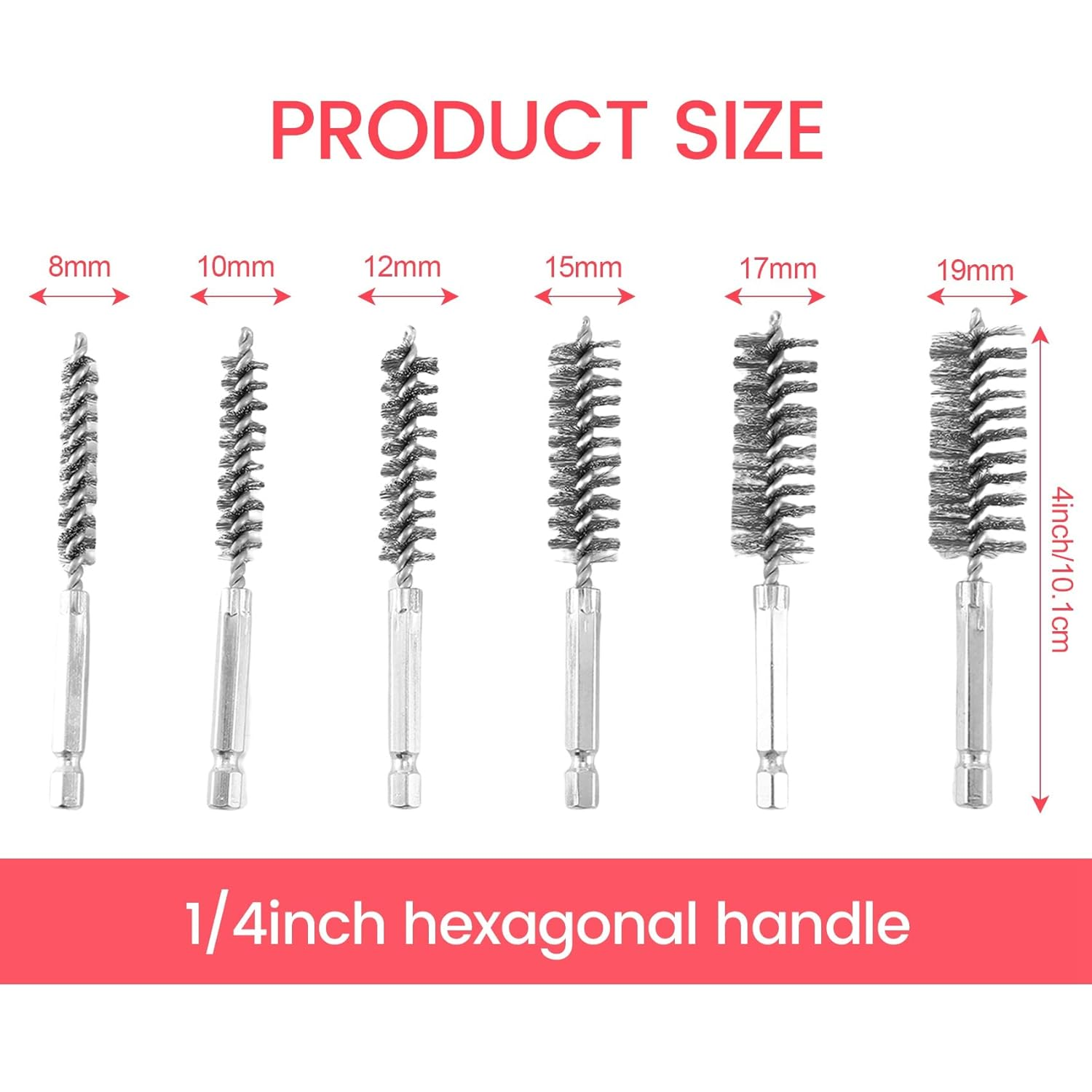 Mifrsnu 6 Pcs Wire Brushes for Drill,Stainless Steel Small Wire Brush in Different Sizes,For Cleaning,Cleaning Wire Brush Set image number 6