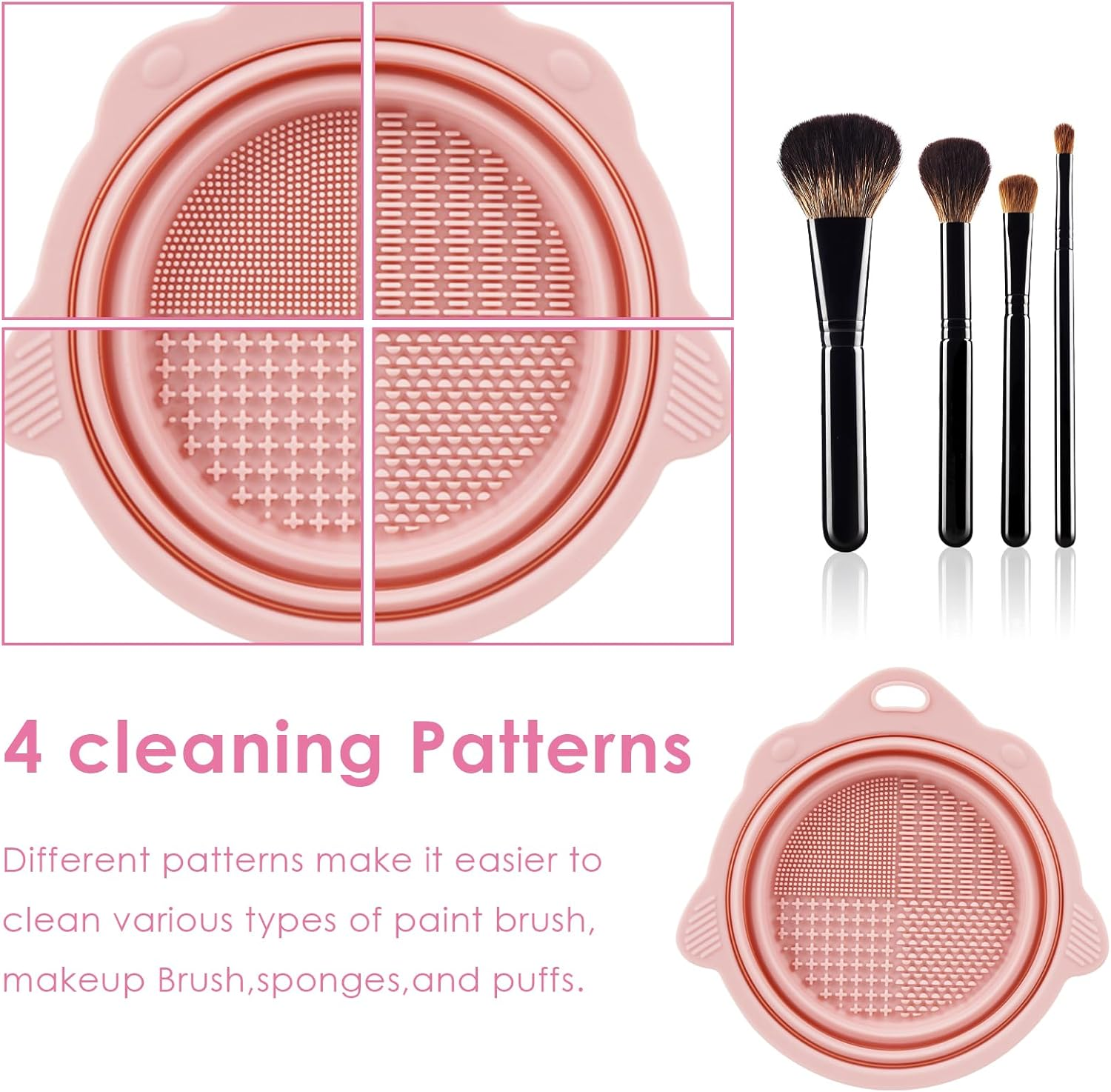 2 Pack Foldable Paint Brush Cleaner Washer, Cleaning Rinse Cup for Acrylic, Watercolor, Oil, Gouache Painting, Cleaner for Powder Puffs, and Sponges (Pink) image number 5