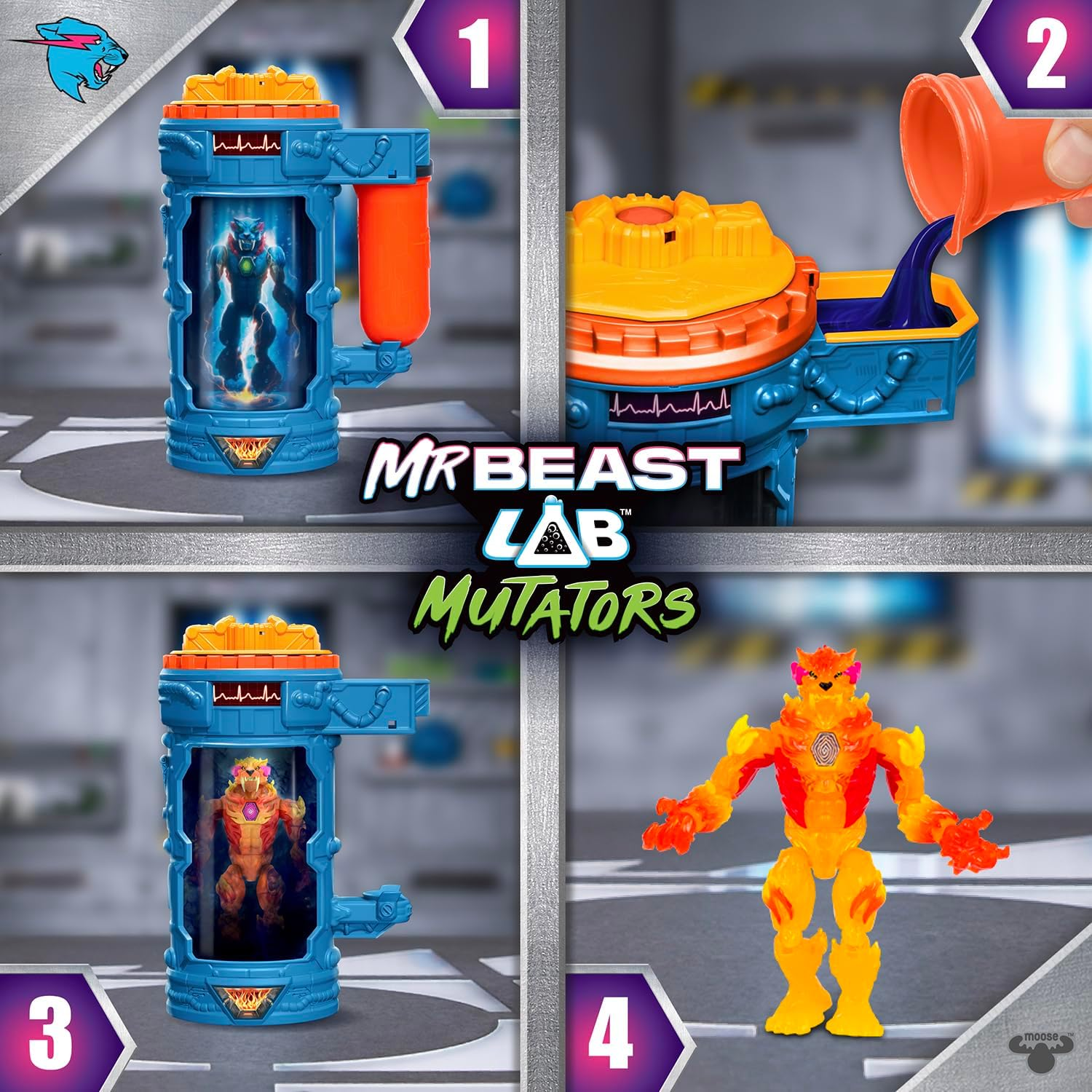 Mrbeast Lab Hyper Fusion Mutators - the Fire Panther, Experiment & Create, Add Mutation Fluid, Press the Fingerprint Scanner & Reveal the Panther, over 20 Points of Articulation, Collect All 3 image number 2