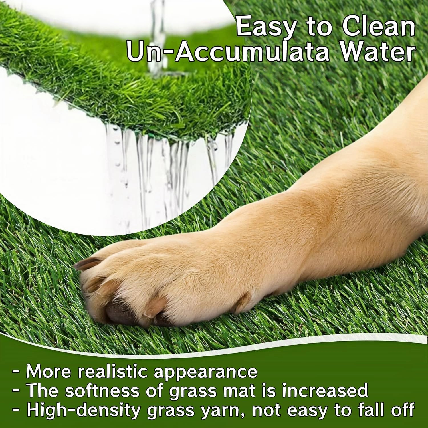 Artificial Grass Dog Toilet Balcony Dog Toilet Replace Lawn Puppy Toilet Reusable Training Pee Pads for Small Large Older Dogs for Elderly, Small, Large Dogs + 1 X Black Folding Bowl image number 5