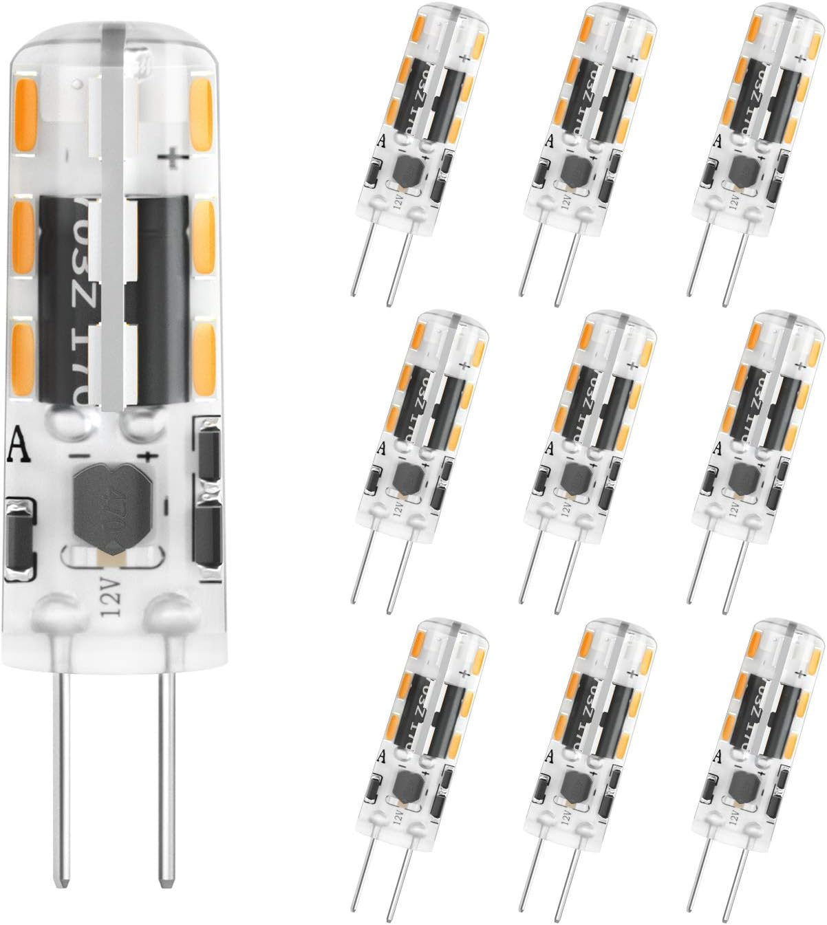 Dicuno G4 LED Light Bulbs, 1.2W (10W Halogen Equivalent), 120LM, Warm White (3000K), 12V, Non-Dimmable G4 Bulbs for Home Lighting, 10-Pack