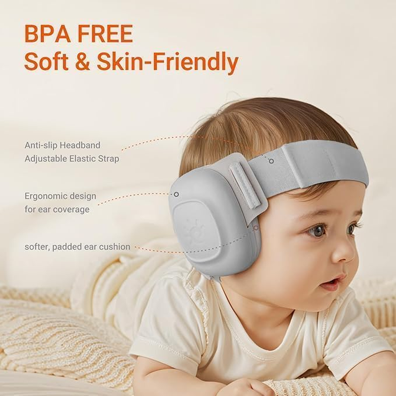 Upgraded 2-In-1 Baby Ear Muffs Noise Protection, Adjustable Newborn Headphones with Stretchy Band, for Baby & Toddler up to 4 Years, Kids Airplane Essentials/Outdoor image number 3