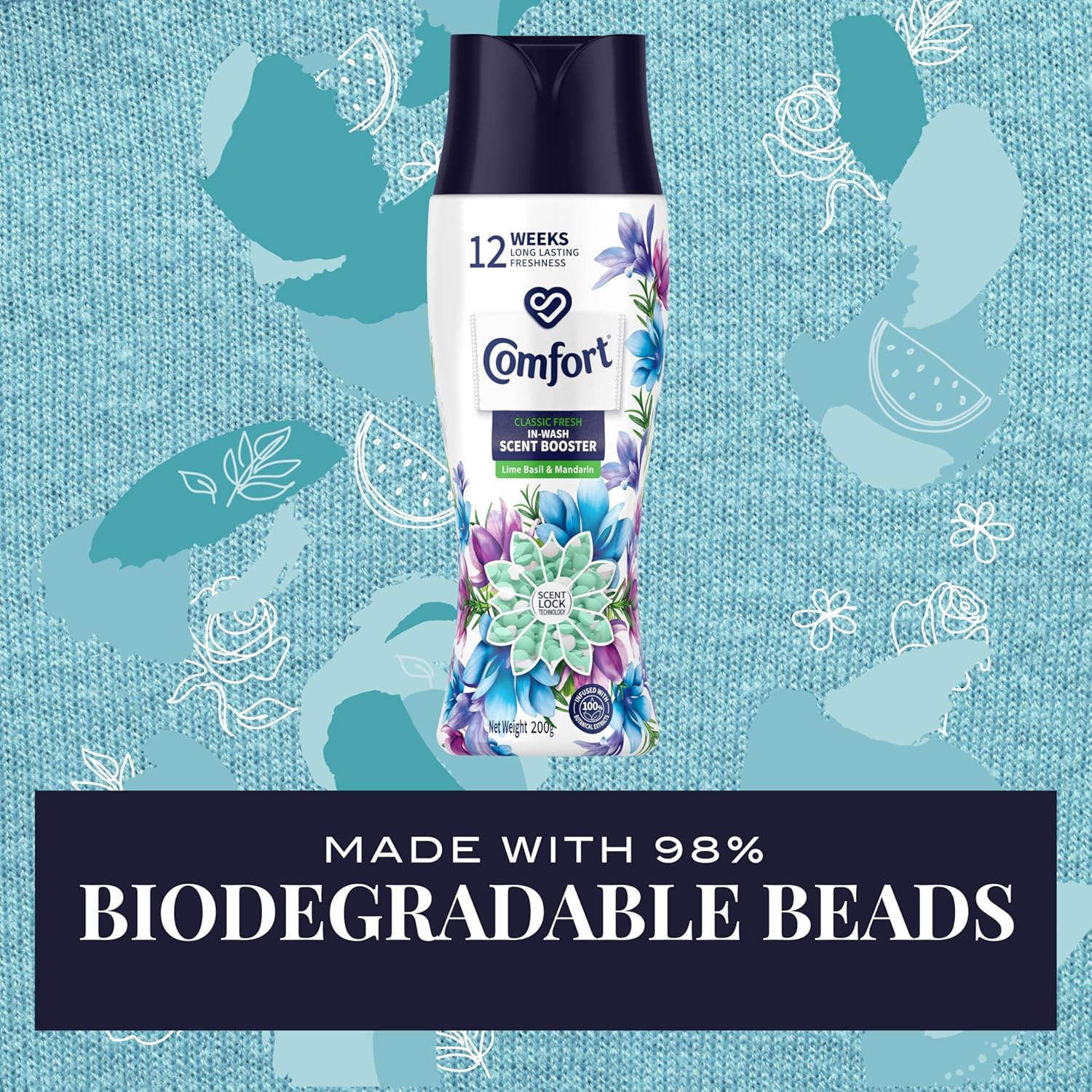 Comfort In-Wash Scent Booster Beads 200G, Classic Fresh, 12 Weeks of Long Lasting Freshness image number 2