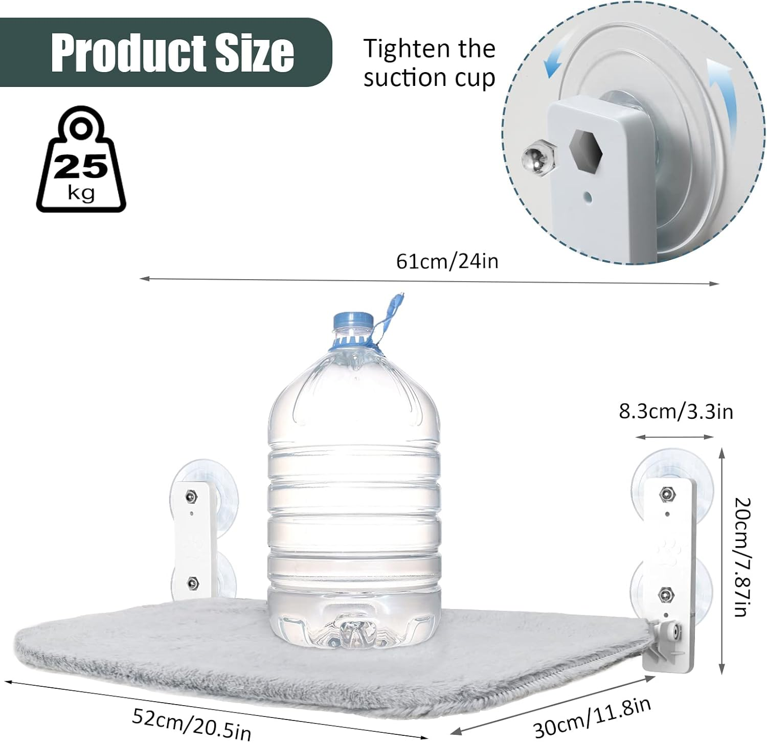 GUUSII HOME Cat Hammock Window Lounger Window Cat Bed Cat Hammock Holds up to 25 Kg (Grey, M) image number 1