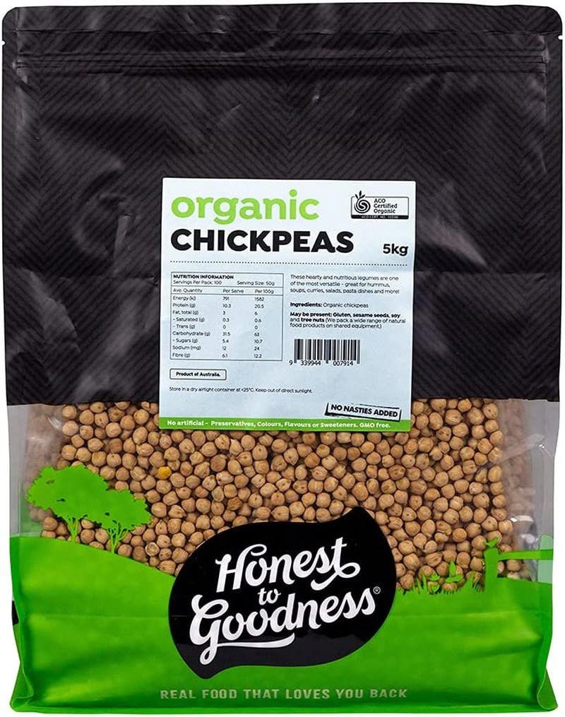 Honest to Goodness Organic Chickpeas, 5Kg - a Hearty and Nutritious Legume. from Creamy Hummus to Hearty Soups, Their Earthy Taste and Texture Is a Pantry Favourite. image number 2