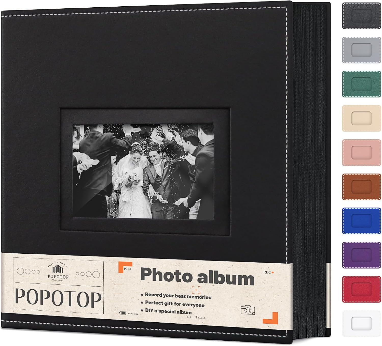 Popotop Photo Album 4X6 300 Pockets with Leather Hardcover Cover, Small Photo Album Holder Book with 50Pcs Pages for Family Travel Wedding Baby Gifts