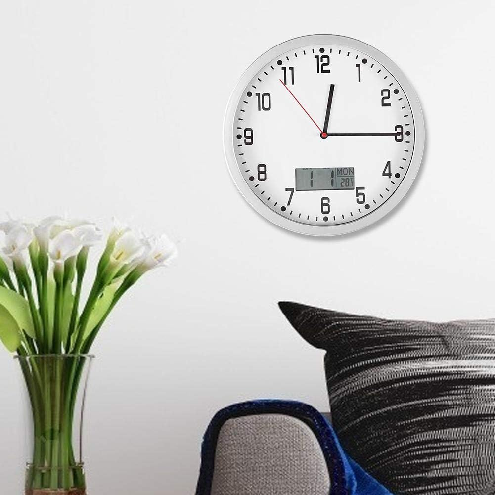 Wall Clock Temperature, Multifunctional Modern Wall Clock with Date Temperature Display Accurate Sweep Movement Easy to Read for Home Office Bedroom Decoration image number 6