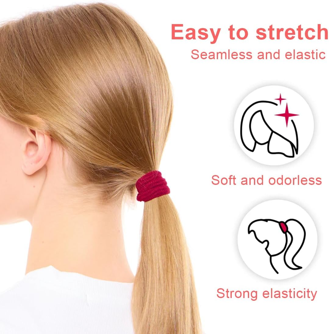 AEIOPRS Pack of 100 Women'S Hair Bobbles Thick Hair Braid Elastic Hair Bands Ponytail Hair Band Ponytail for Girls Men Women image number 1