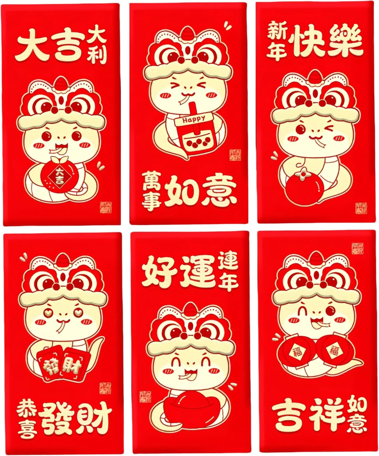 36 Red Packets Chinese New Year 2025 Year of the Snake Cartoon Personalized Creative Big Red Packet Spring Festival Chinese Lucky Money Bag, 3.5 X 6.7 Inches image number 4