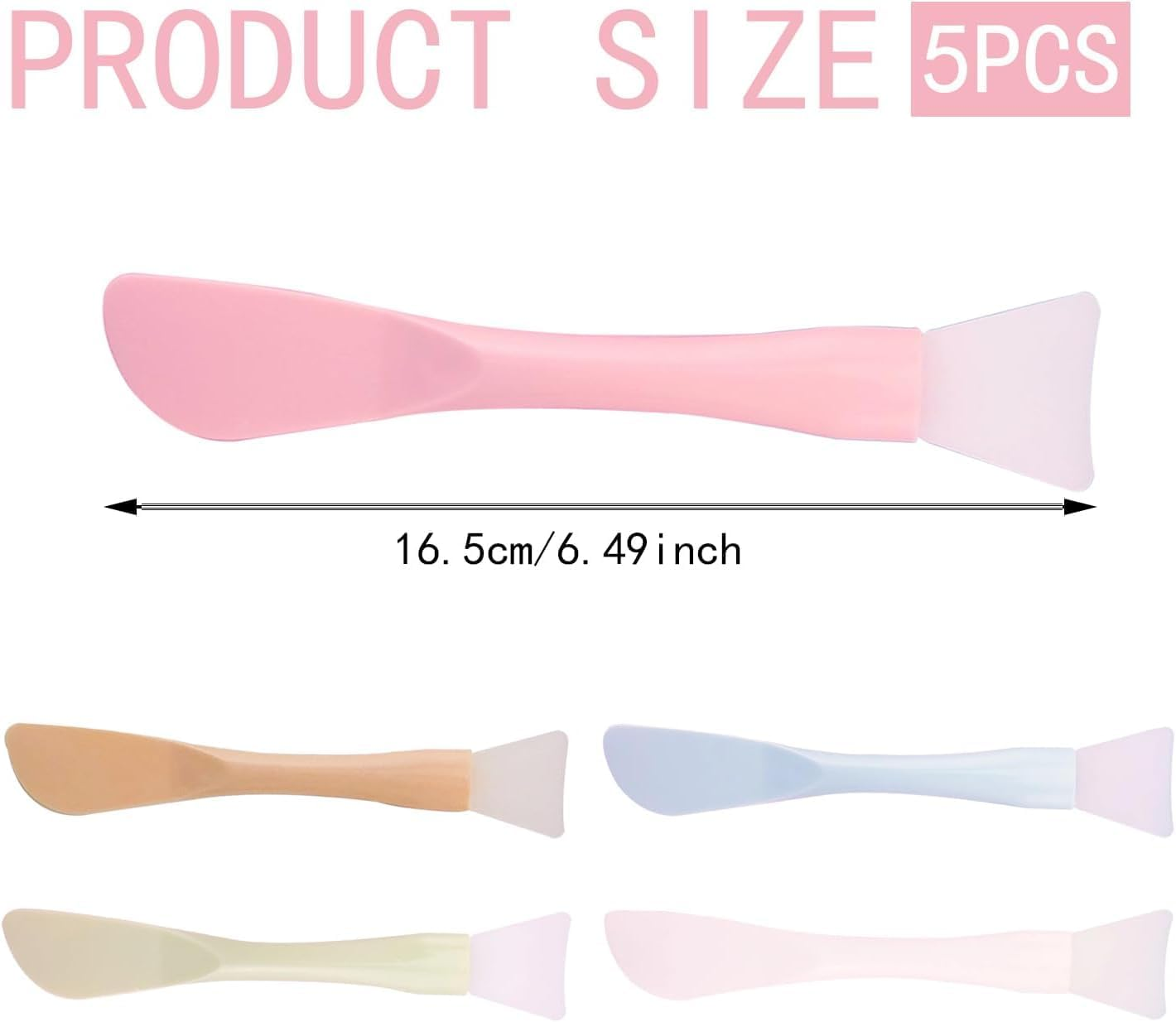 Double-End Silicone Facial Mask Brush, 5Pcs Face Mask Brushes Makeup Spatula Applicator Skincare Brushes, Silicone Double-End Face Mask Brush Facial Mud Mask Brush for Women image number 1