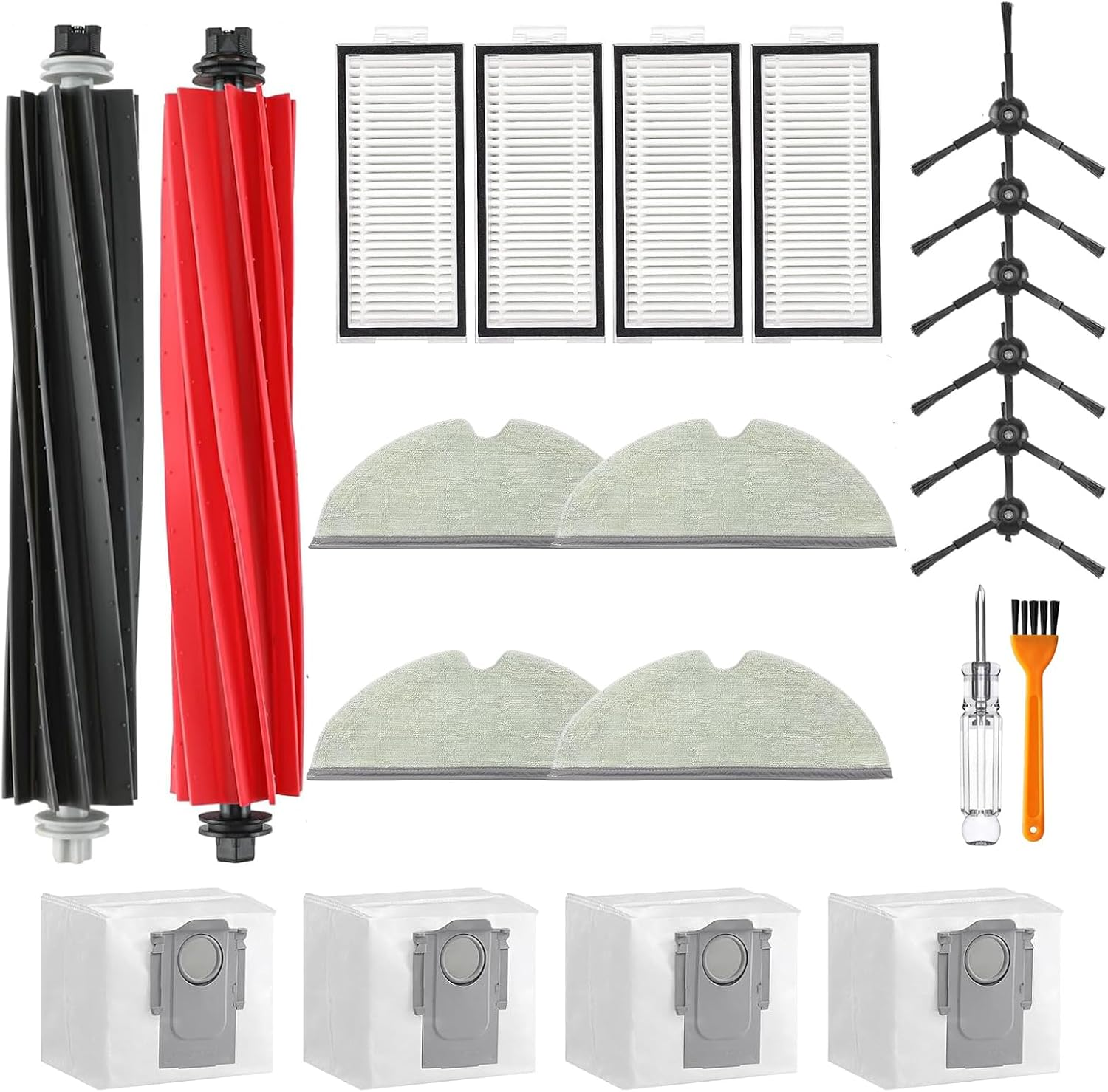 Replacement Parts for Roborock S8 Pro Ultra/S8 Docking Robot Vacuum, Robot Vacuum Accessories with 2 Main Brush, 4 Filters, 4 Side Brush, 1 Cleaning Brush