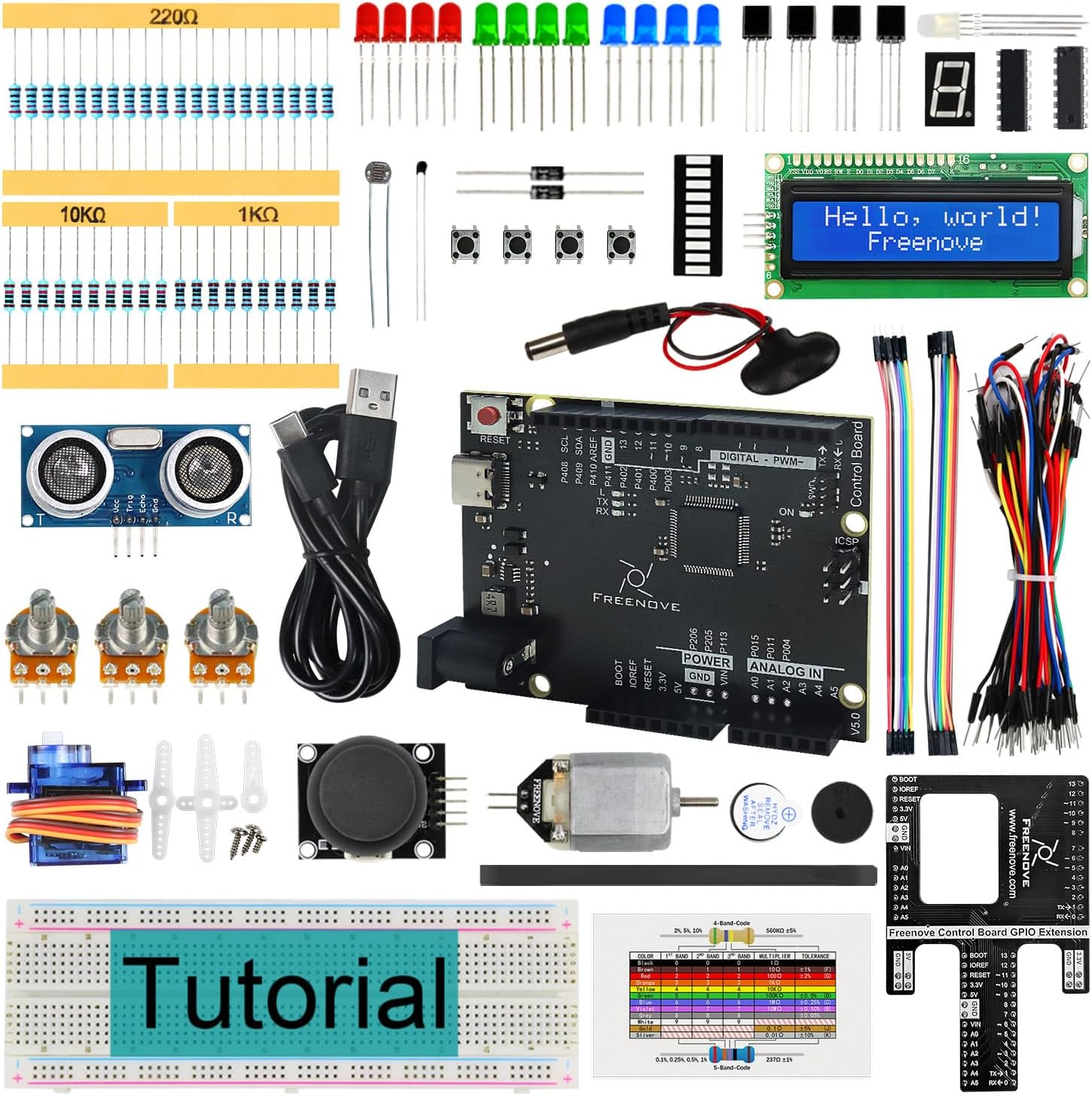 Freenove Super Starter Kit with Board V5 Rev4 Mini (Compatible with Arduino IDE), Arm Cortex-M4 Microcontroller, 305-Page Detailed Tutorial, 172 Items, 60 Projects