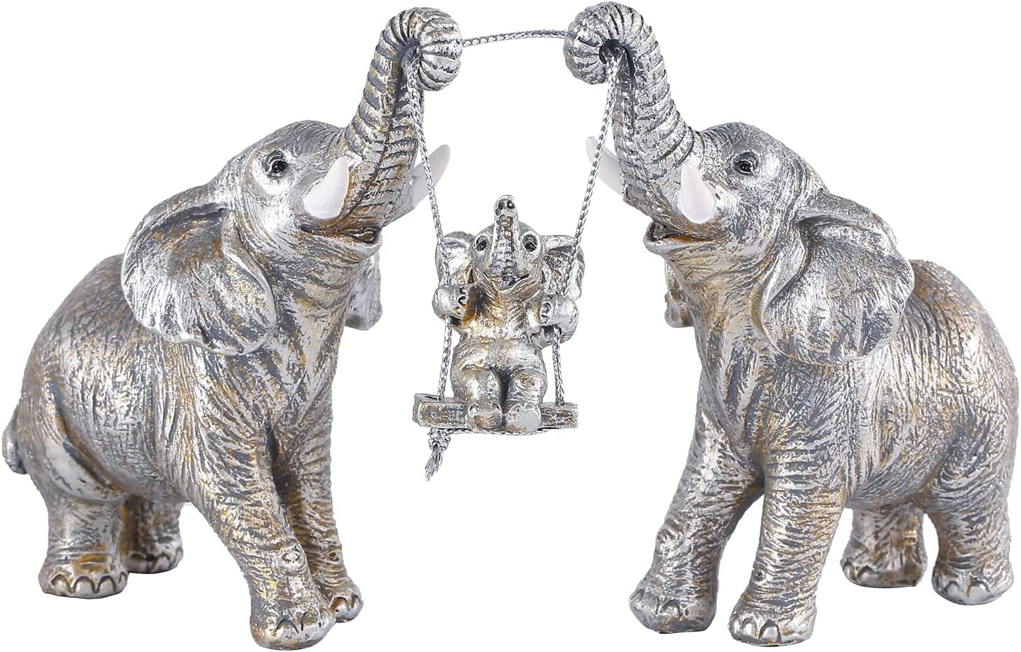Elephant Statue.Silver Elephant Decor for Women,Mom Gifts.Elephant Figurines Brings Good Luck, Health, Strength.Decoration Ornaments for Living Room,Table Centerpiece, Shelf, Office Decor (Silver)