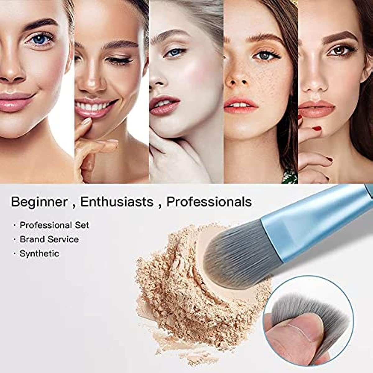 Makeup Brush Set, Mini Make up Brushes for Foundation, Powder, Blush Eyeshadow, Eyelash and Concealer, 8Pcs Makeup Brushes Set Professional for Cosmetics with Makeup Bag image number 2