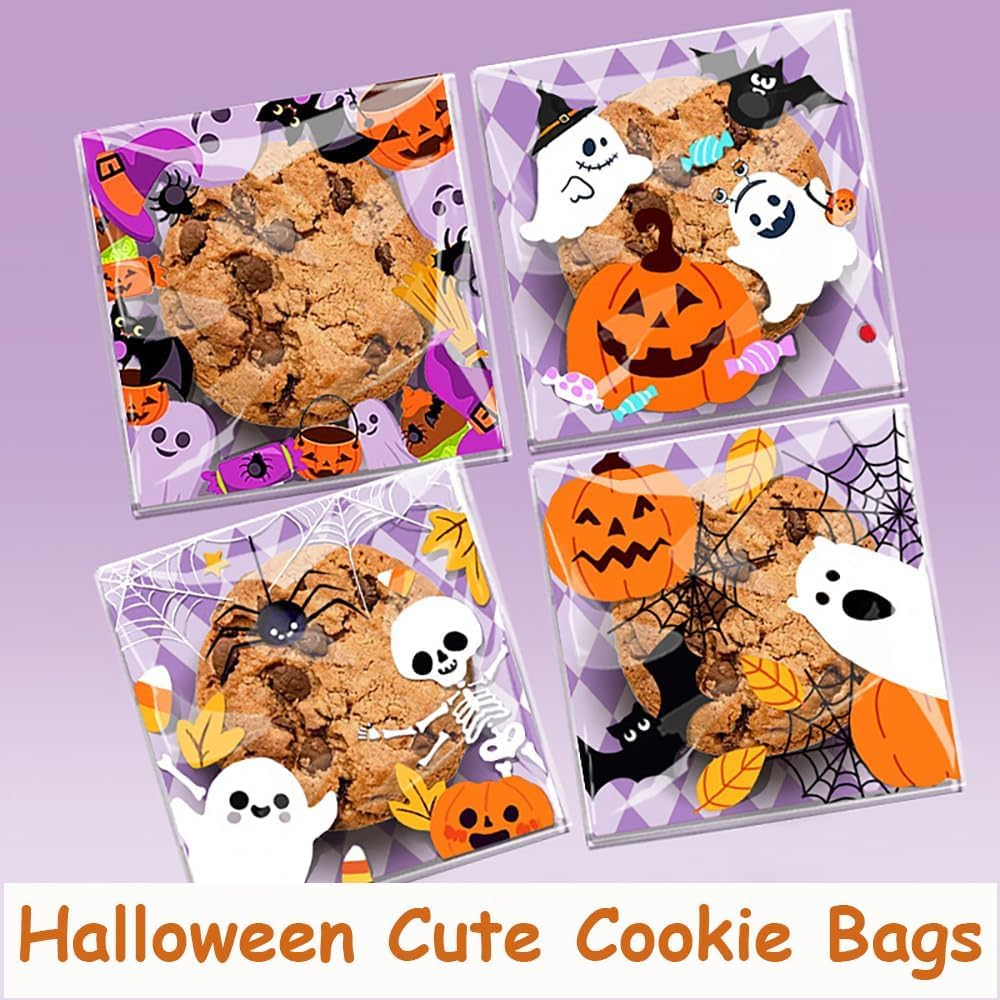 ZANZER 400 PCS Halloween Cellophane Treat Bags - Self-Adhesive Clear Bags for Trick or Treat Candy, Cookies, Snacks, Gifts, Party Favors image number 6