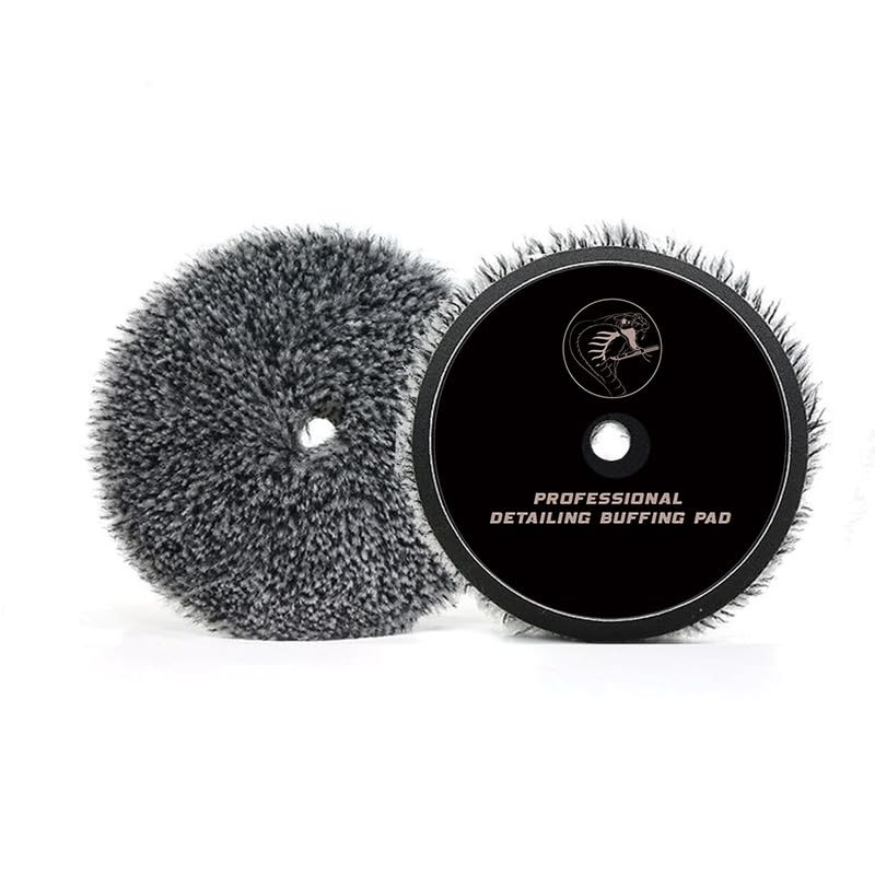 Cobra WRAP TOOLS Wool Pads - Professional Detailing Buffing Pads - Durable, High-Performance Results - Perfect for Cutting, Polishing & Finishing Automotive Surfaces | 5-Inch, Grey