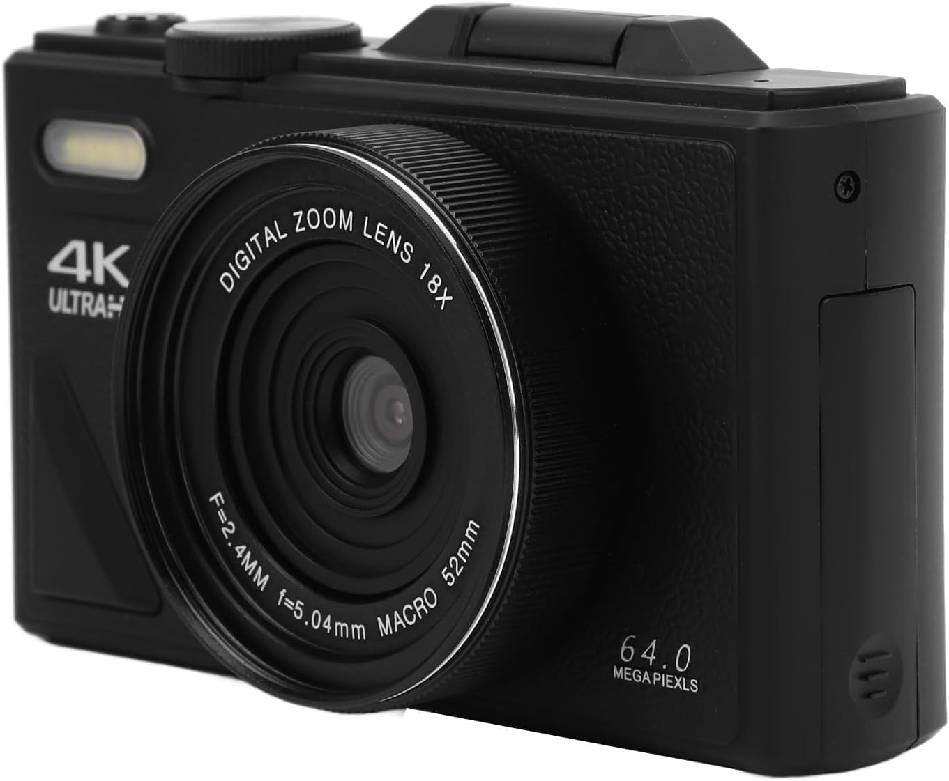 Digital Camera for Photography, 4K 5K Vlogging Cameras Youtube 3" 180&deg; 64MP Flip Screen 18X Digital Zoom Compact Tiktok Camera 64GB TF Card 2 Batteries, USB (Black) - White image number 5
