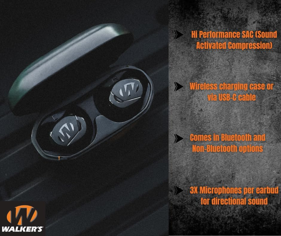 Walker'S Suppressor Earbuds &ndash; 25Db NRR Hearing Protection with HD Sound, 36-Hour Battery, Waterproof Design image number 5