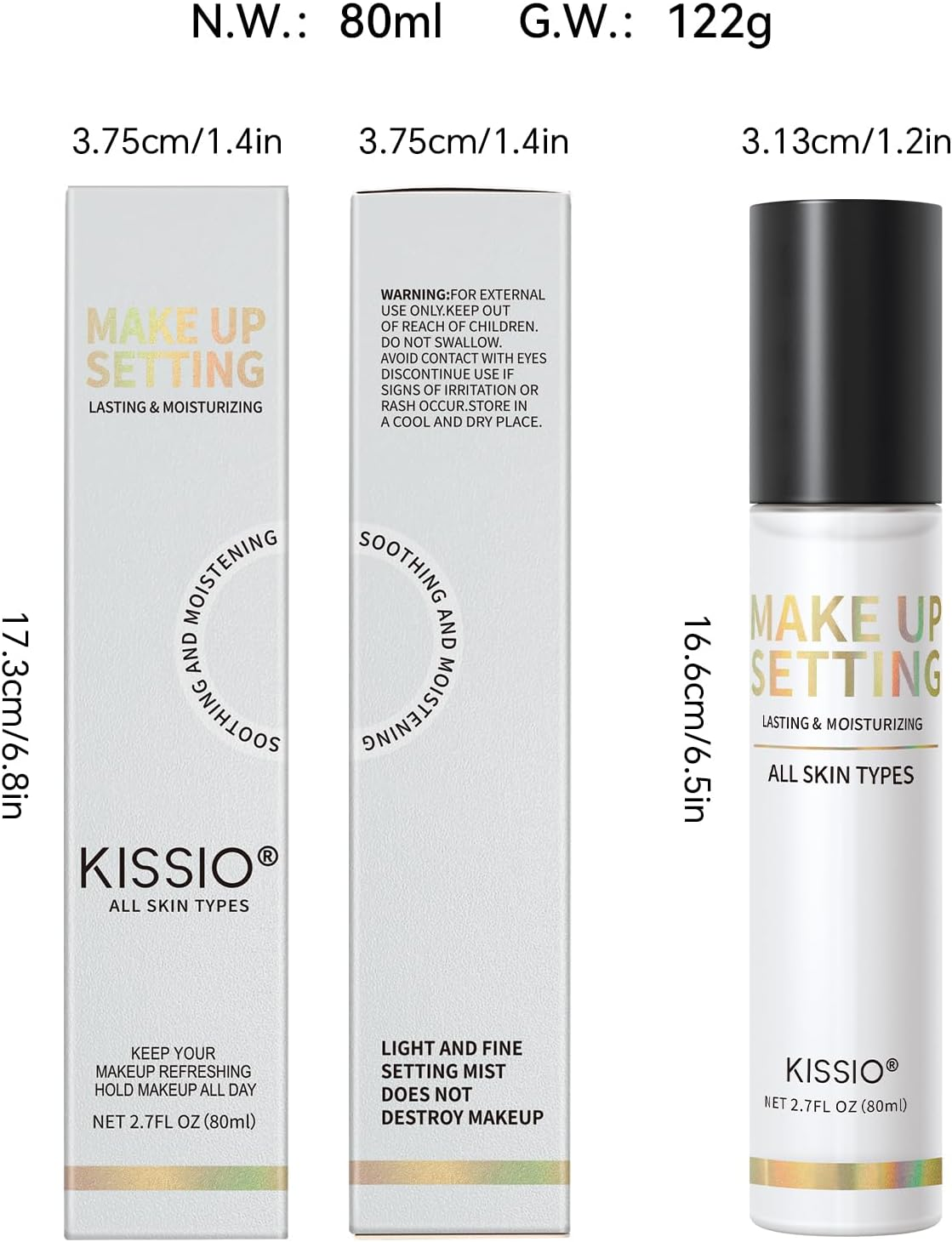KISSIO Makeup Setting Spray,Long Lasting Setting Mist for 16HR Makeup Wear,Lightweight,Hydrating and Soothing,Fine Mist,Natural Finish for All Skin Type,80 Ml image number 6