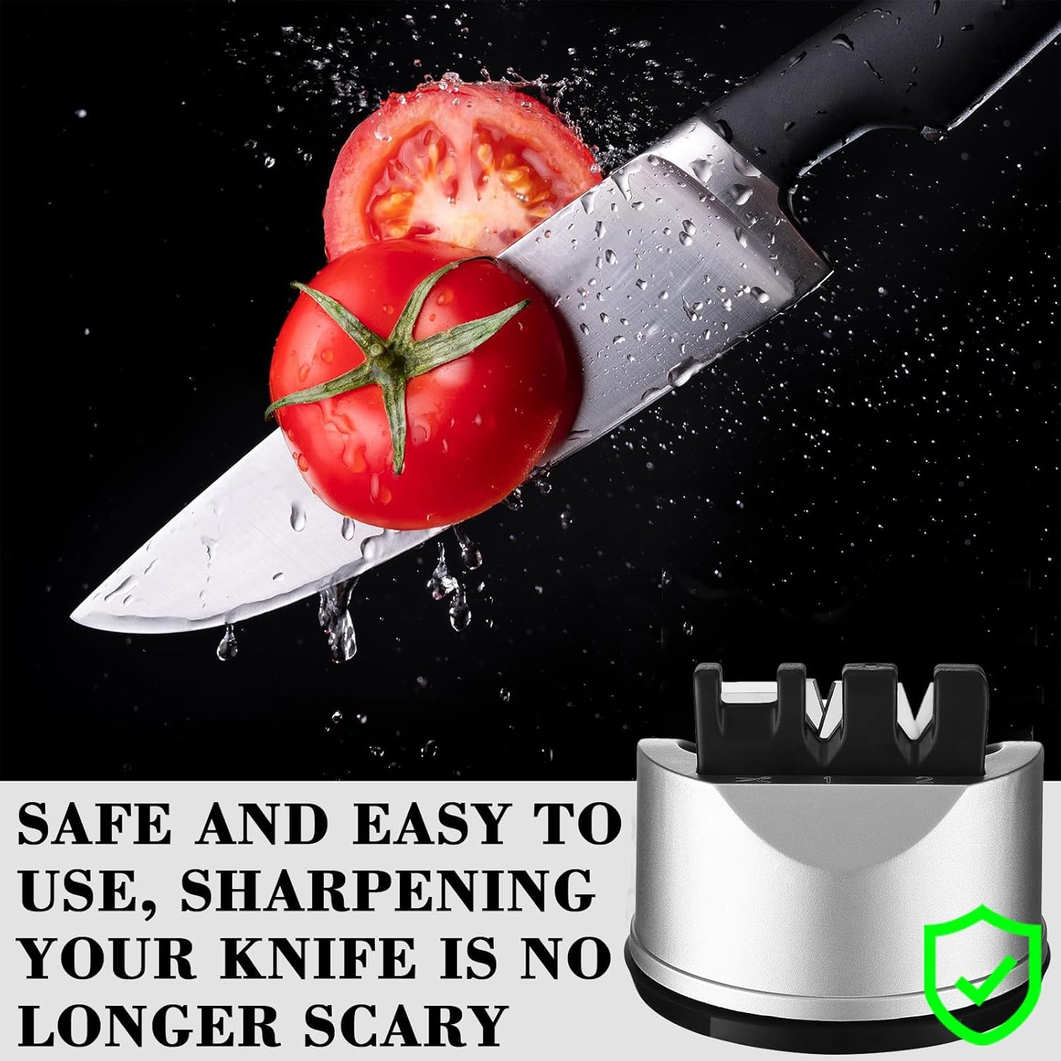 Multifunctional Knife Sharpener, 3-In-1 Manual Knife Sharpener, Knife Sharpener with Suction Cup, Stable and Safe, Professional Knife Sharpener for Scissors and All Types of Kitchen Knives image number 3