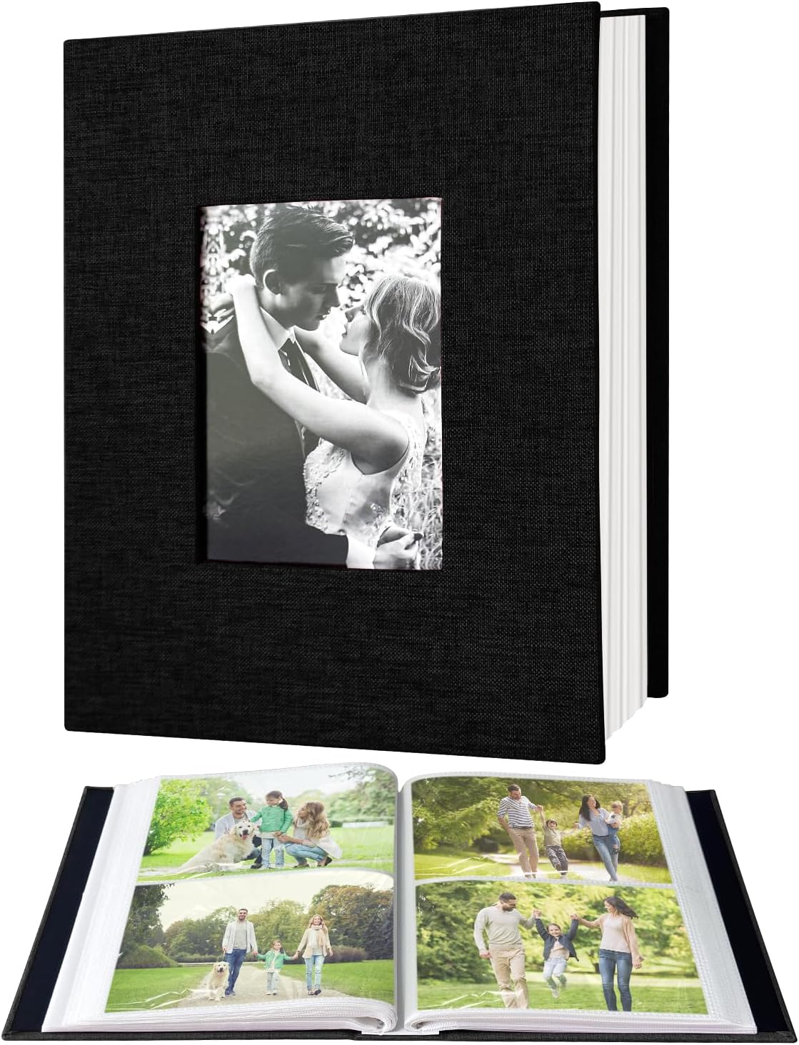 200-Pocket Photo Album 4X6 - Slip-In Picture Album with Linen Cover & Display Window, Vertical Photo Book for Wedding, Family, Baby, Anniversary & Vacation Memories (Holds 200 Photos) image number 2