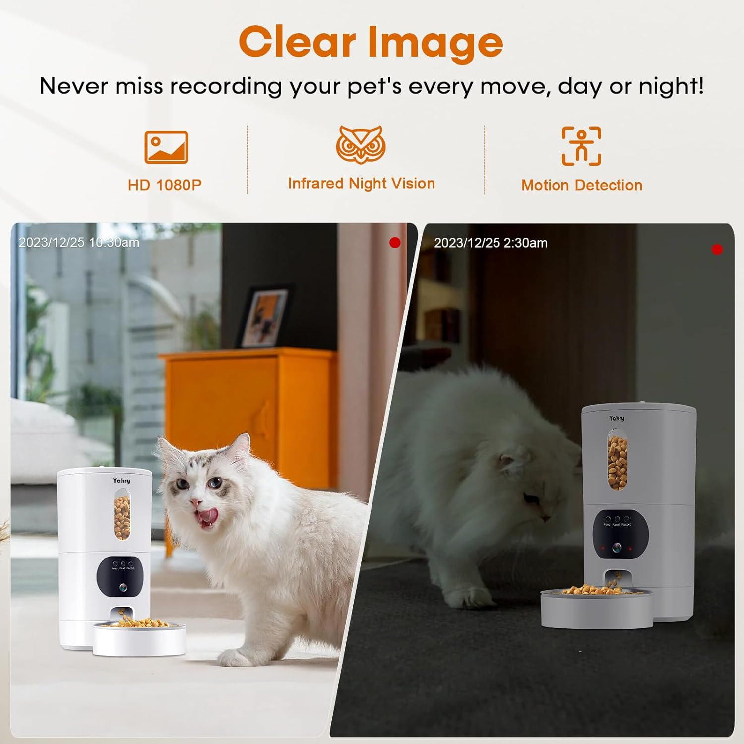 Automatic Cat Feeder with Camera Wifi, Timed Automatic Dog Feeder with Pet Camera: 2-Way Audio, Auto Cat Food Dispenser - HD 1080P Video Recording, Night Vision, Pet Food Dispenser with App Control image number 2