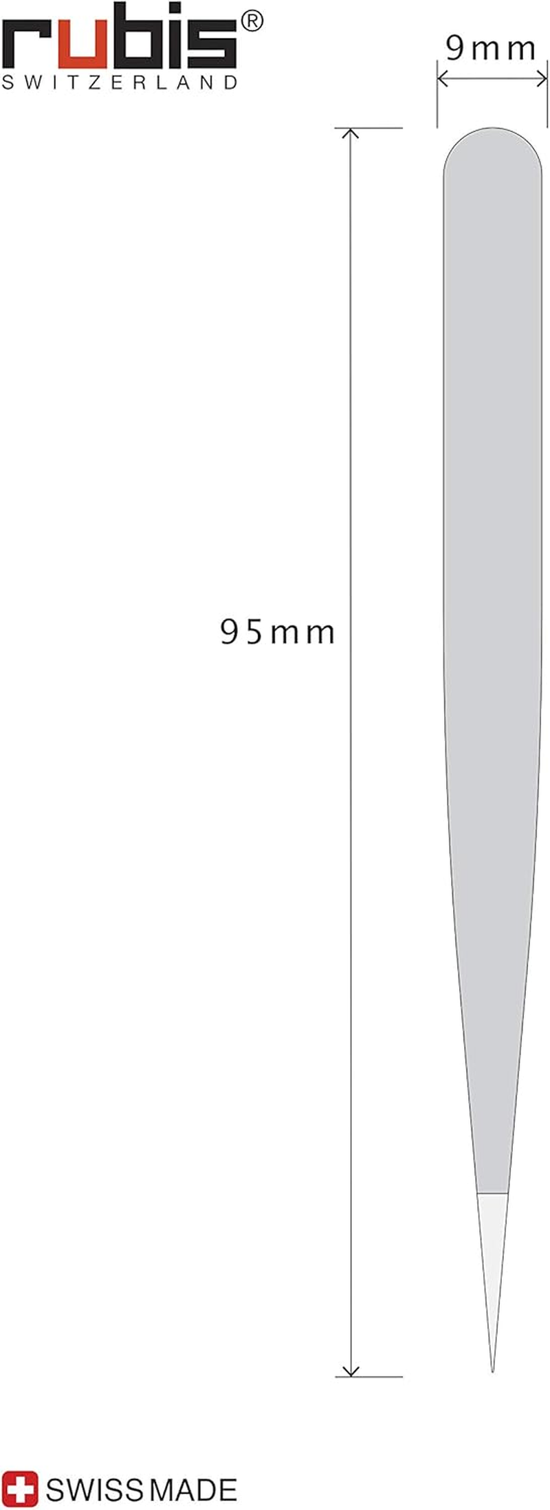 Rubis Progrip Splitter Tweezers - Pointed Tweezers with Ribbed Handle, Non-Slip - for Splitter and Ingrown Hair image number 1