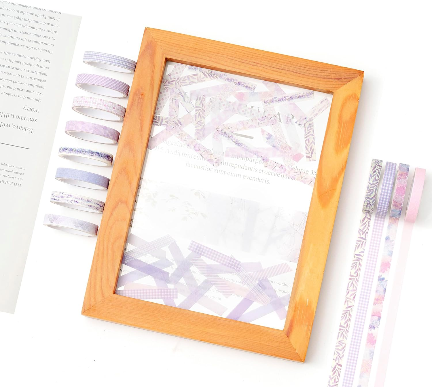 YUBX Vintage Washi Tape Set 20 Rolls Skinny Retro Decorative Antique Patterns Masking Tapes for Arts, DIY Crafts, Journals, Planners, Scrapbook, Wrapping (Purple) - Kawaii image number 5