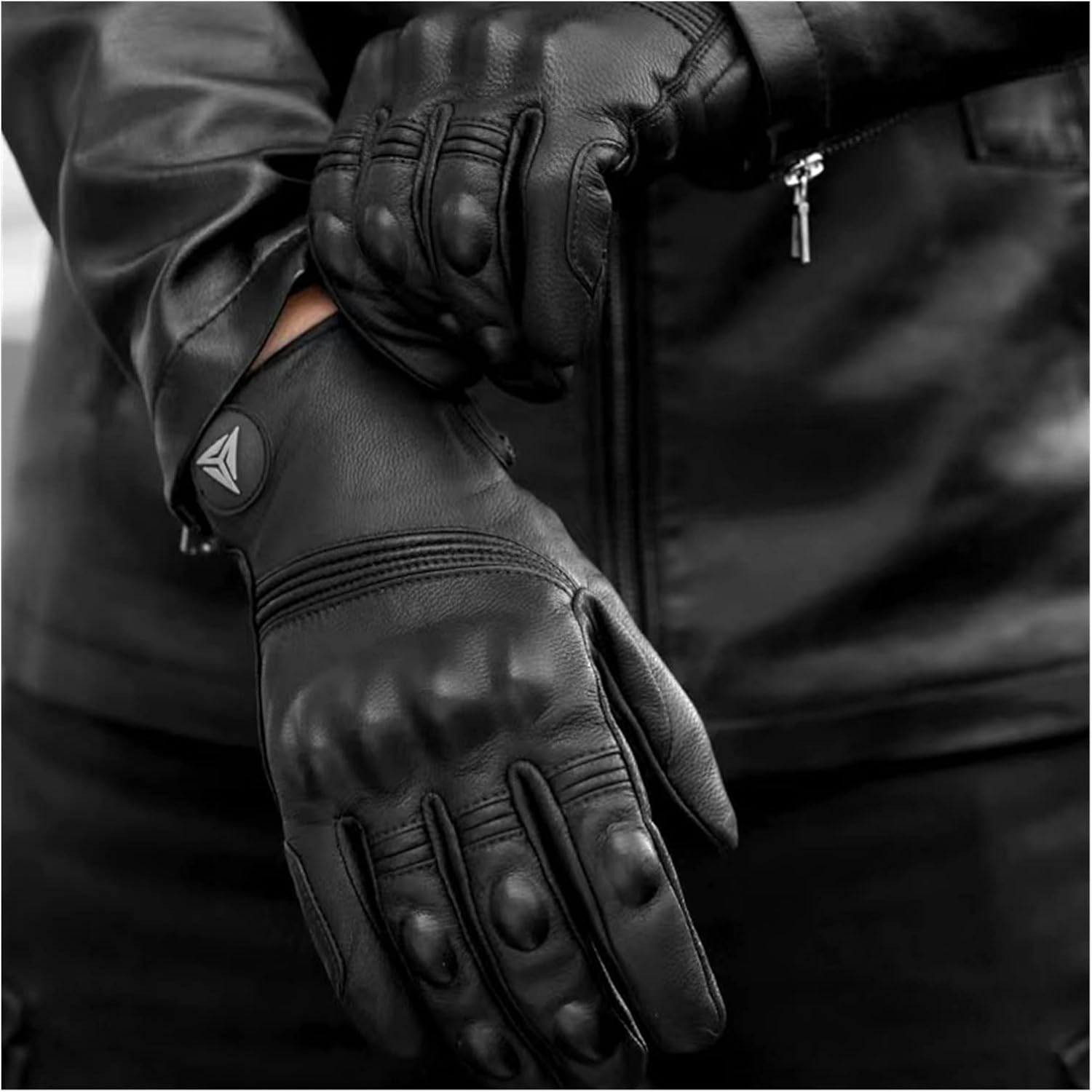 KANGYEBAIHUODIAN Warm Motorcycle Gloves Leather Winter Thermal Inner Gloves Women Men Invierno Luvas Hombre Hiver Guante Touch Screen Wearable (Color : Black, Size : L) image number 3