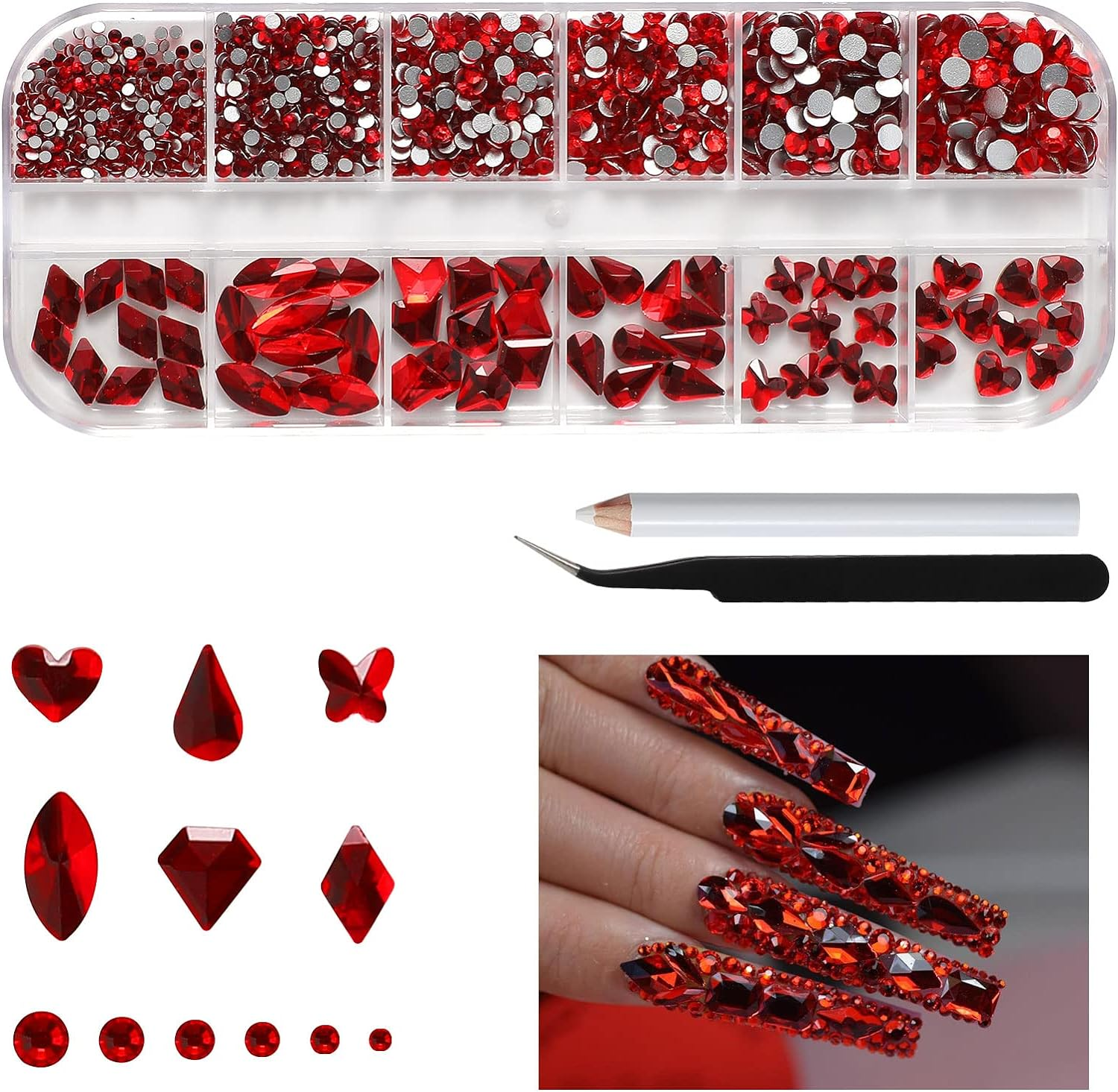 Nail Rhinestones Nail Art Gems Crafts Crystals Glass Decorations Set Ab Rhinestones Flatback Design Face Clothes Shoes Decor Diy Acrylic Nail Art Decoration(Pink)