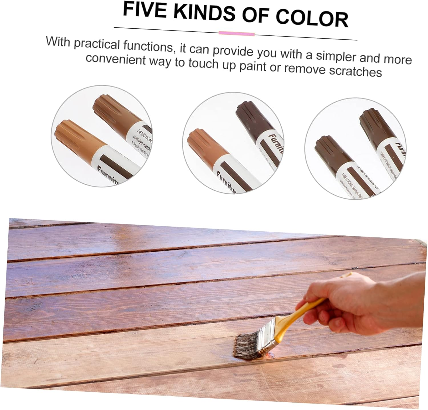 10Pcs Furniture Touch-Up Marker Pens Wood Repair Kit for Cabinets Floors Tables Doors Instantly Dries and Covers Scuffs Waterproof Paint Pens Portable Wood Scratch Repair image number 6