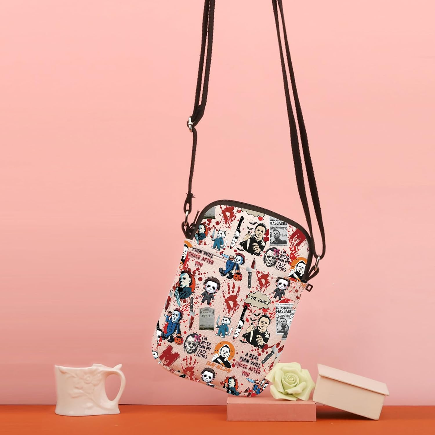 TSOTMO Horror Movie Horror Characters a Real Man Will Chase after You Makeup Bag Funny Halloween Scary Halloween Movie Gift image number 4