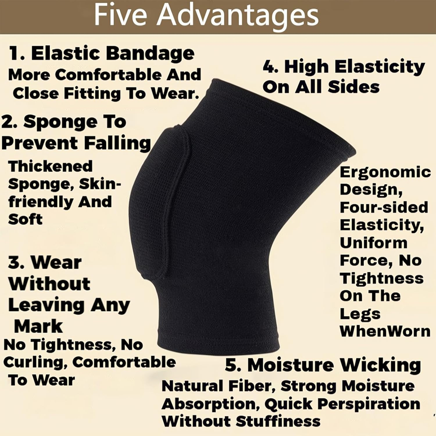 ZHIGOU 1 Pair of Men'S and Women'S Volleyball Dance Knee Pads - Thick 3D Soft Sponge Non-Slip Running Dance Basketball Sports Cycling Yoga Climbing - Breathable Support (Black) image number 3