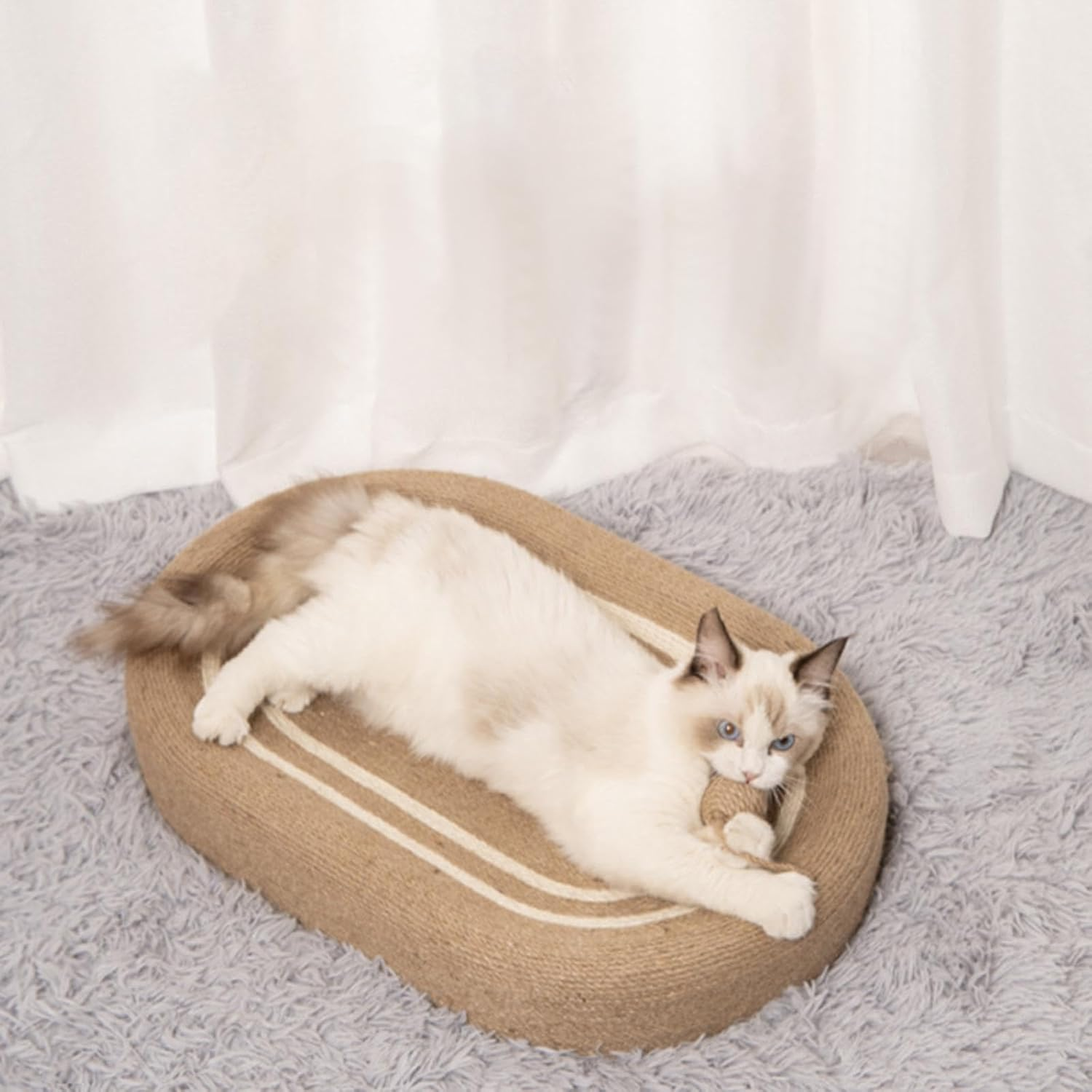 Cat Scratcher Lounge Bed Interactive Toy Ball Scratcher Pad Scratching Bed Pet Cushion Cat Scratching Mat for Sleeping Playing Indoor Cats image number 1