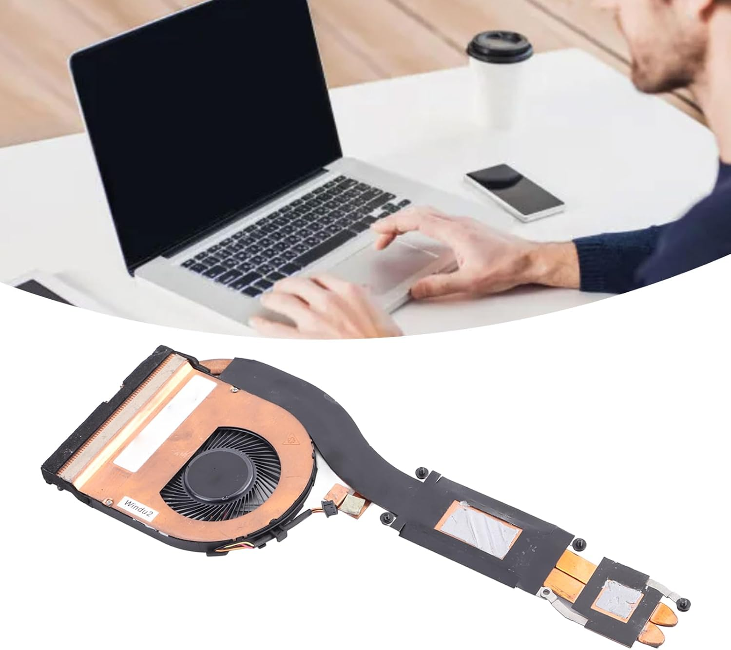 Laptop CPU Cooling Fan, Heat Dissipation Aluminium Alloy ABS Brass CPU Cooling Fan Module for T480 T470 01YR200 01YR202 Laptop image number 4